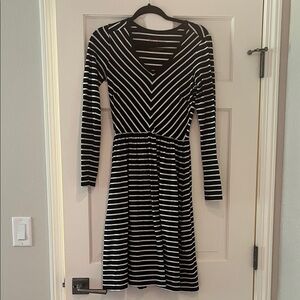 Hanna Andersson Black and White Striped Long Sleeve Dress